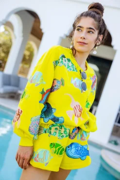 Yellow Green Multi Fish Short