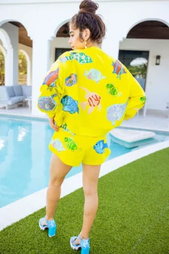 Yellow Green Multi Fish Sweatshirt